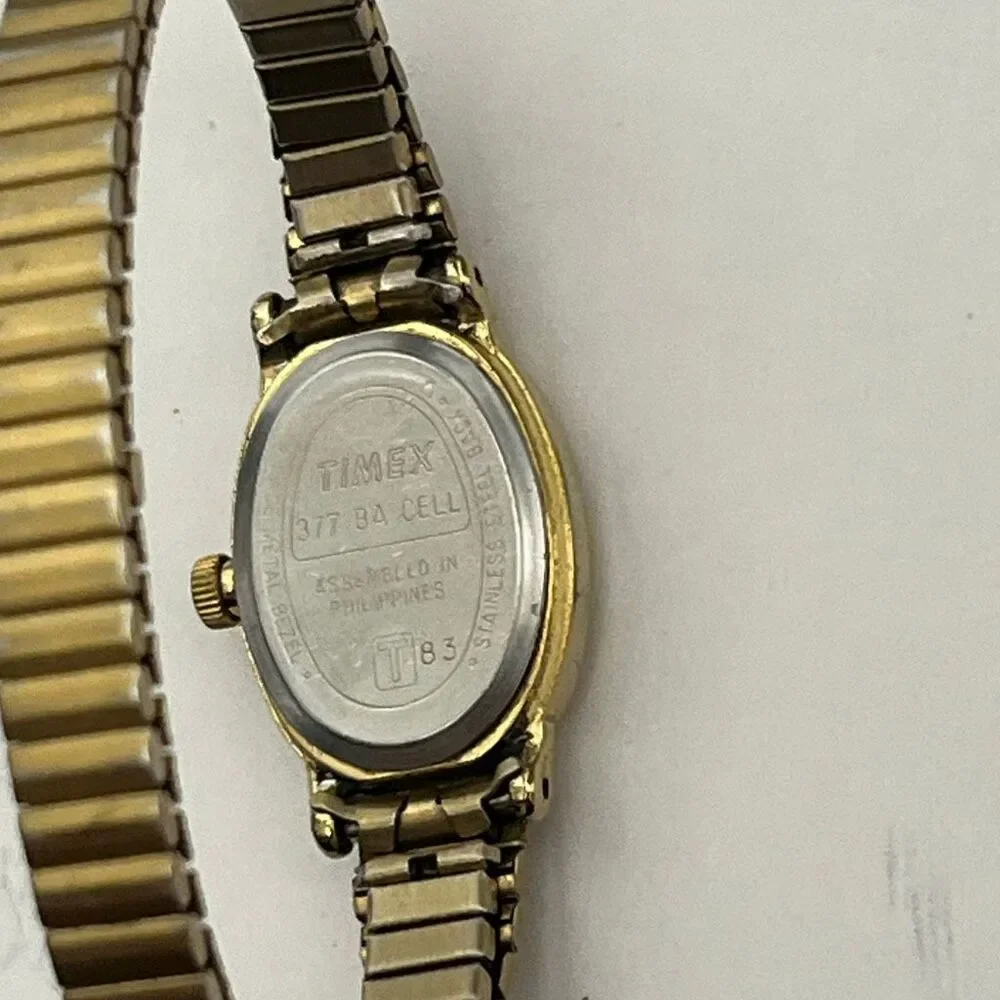 Timex Women's Gold-Tone Cavatina Oval Case 377 BA Cell Expansion Band Wristwatch